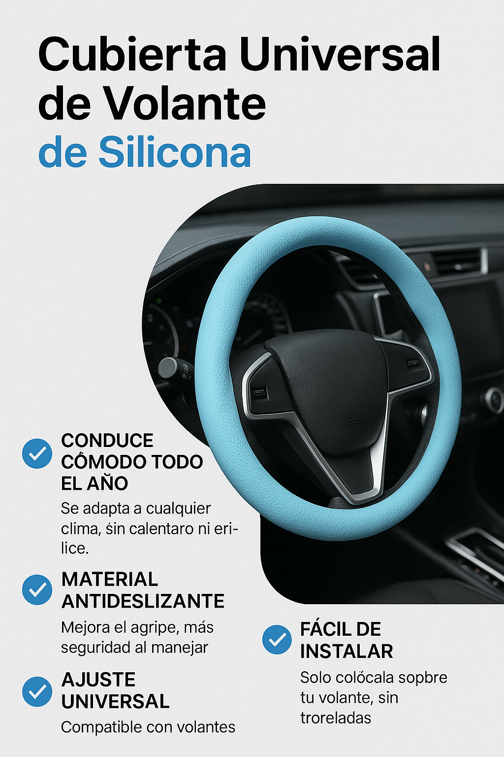 🏷️ Cubierta Universal de Volante de Silicona – Antideslizante y Cómoda