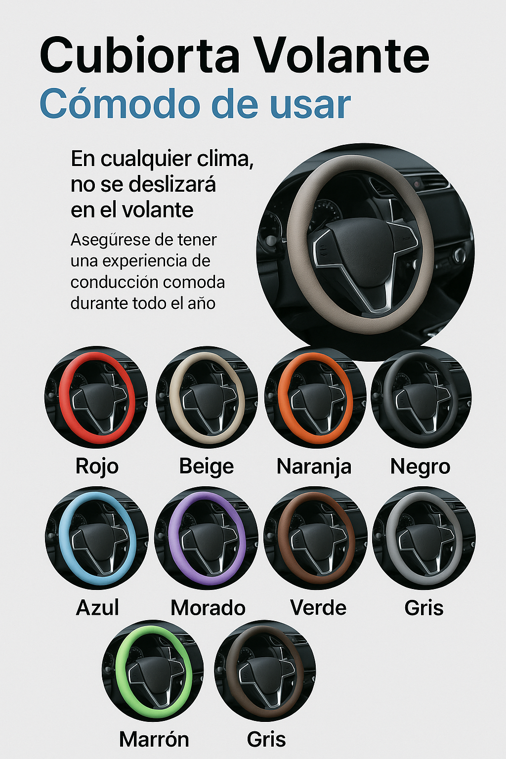 🏷️ Cubierta Universal de Volante de Silicona – Antideslizante y Cómoda