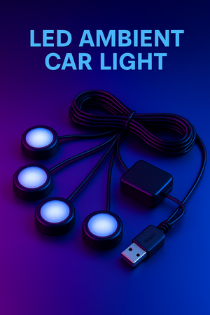 💡 Luces LED Ambientales para Auto (Pack 4 Unidades) – Efecto Ice Blue